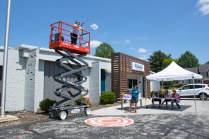 Dropping egg from scissor lift